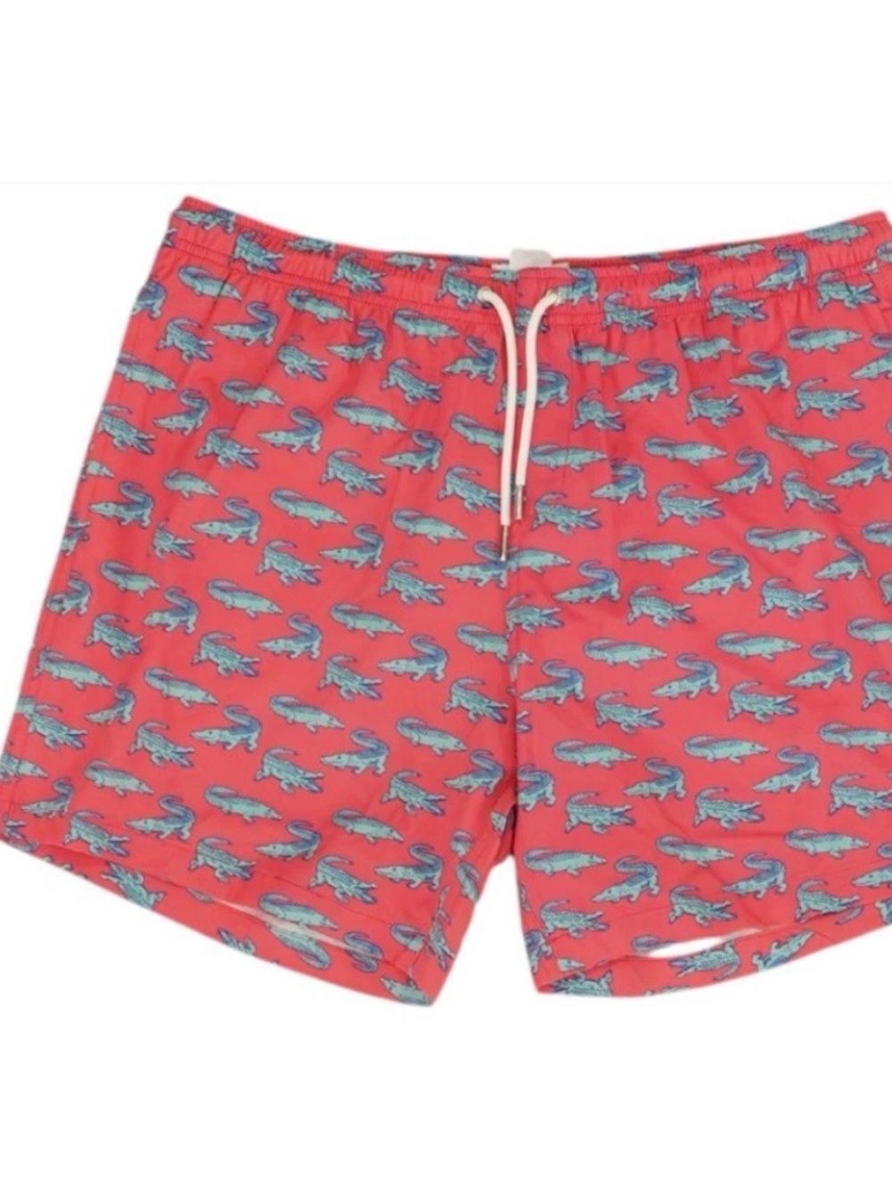 chubbies Coral Swim Trunks with Blue Alligator Print